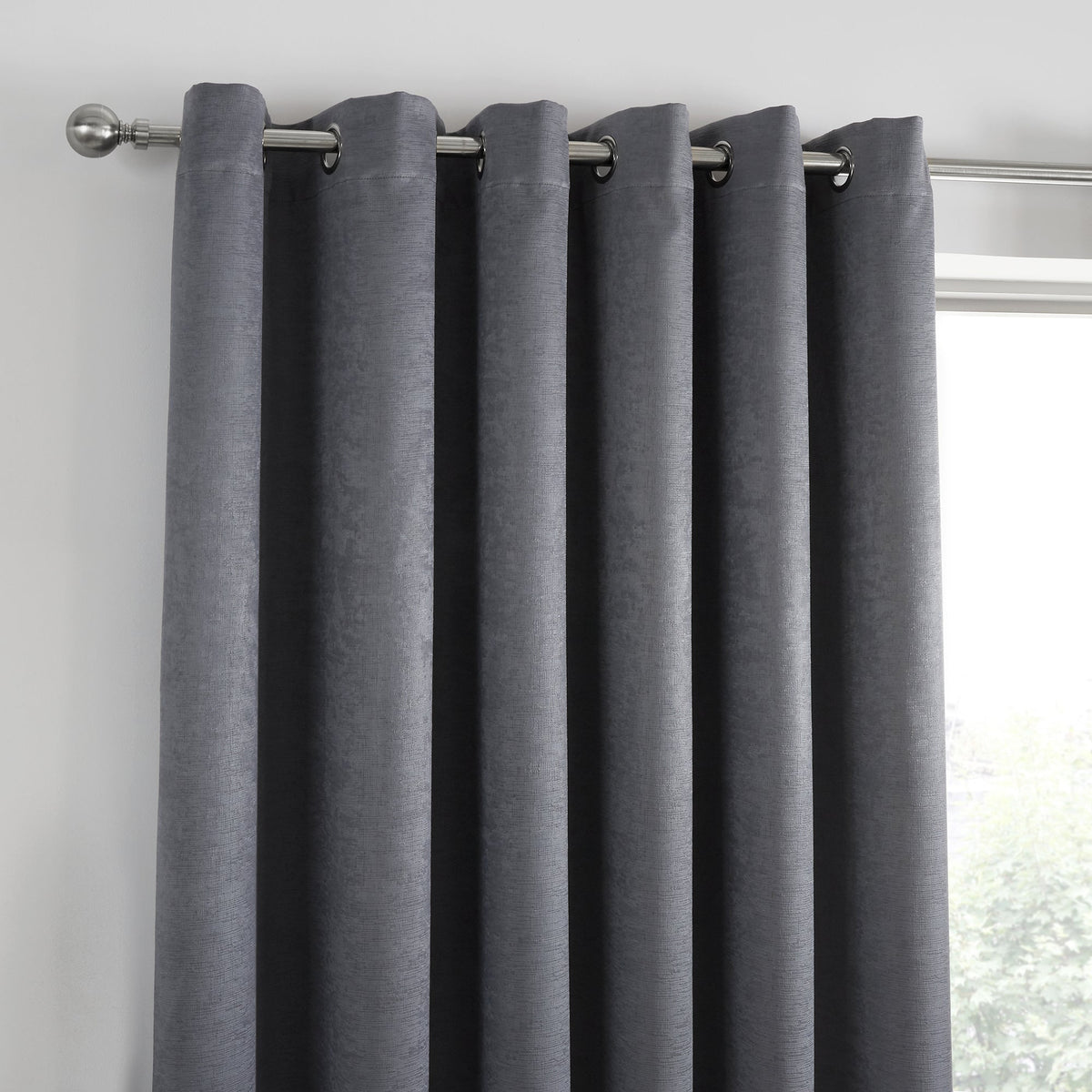 Strata Eyelet Curtains in Charcoal