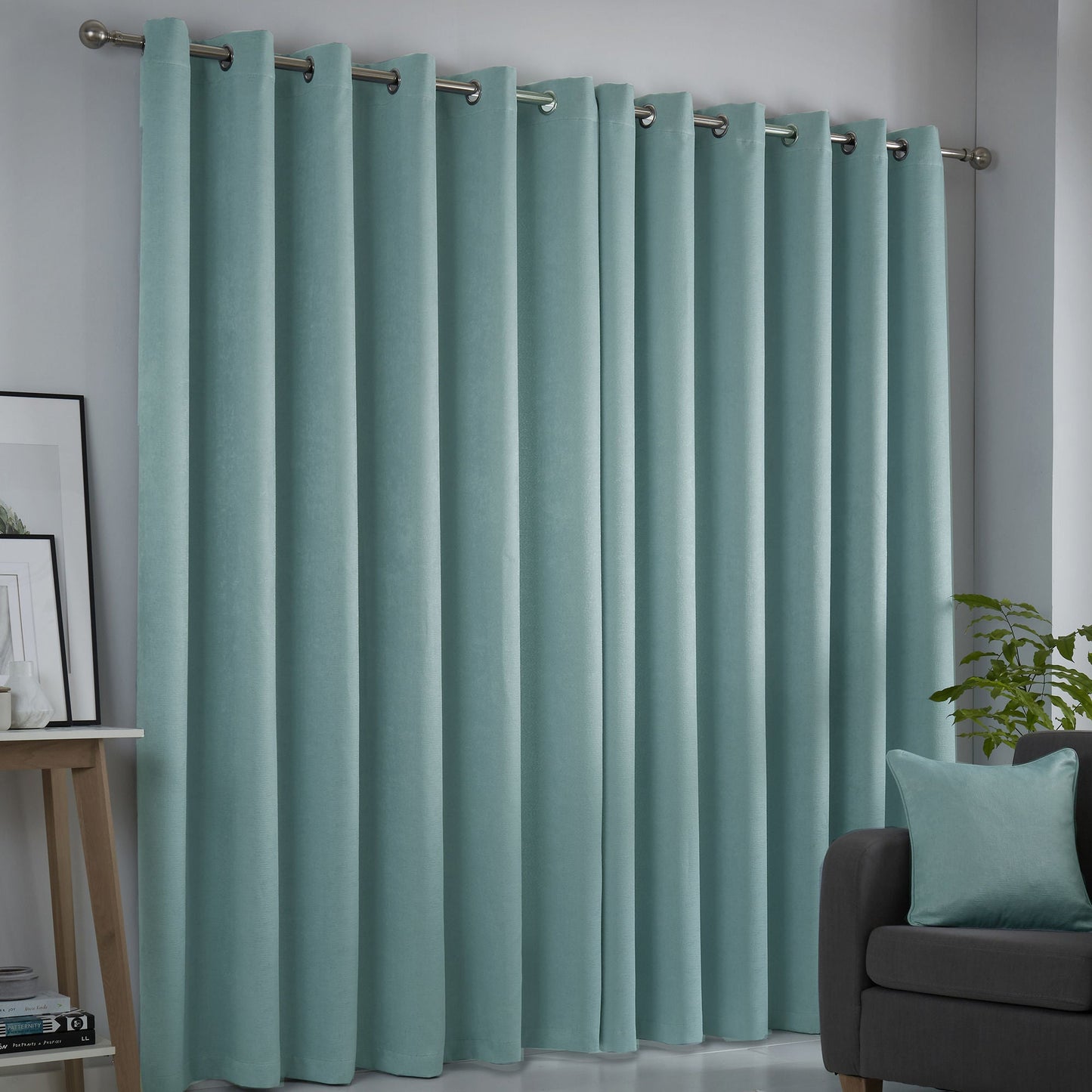 Strata Eyelet Curtains in Duck Egg