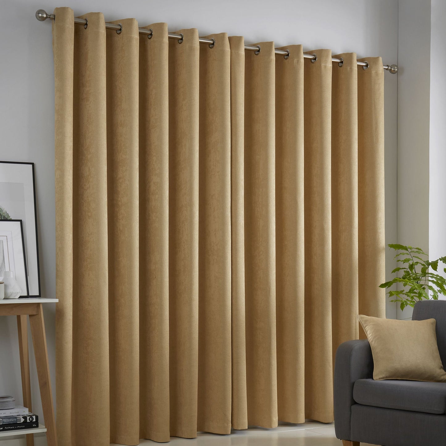 Strata Eyelet Curtains in Ochre