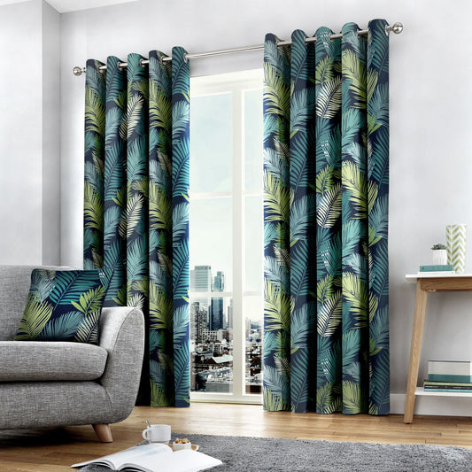 Tropical Eyelet Curtains in Multi