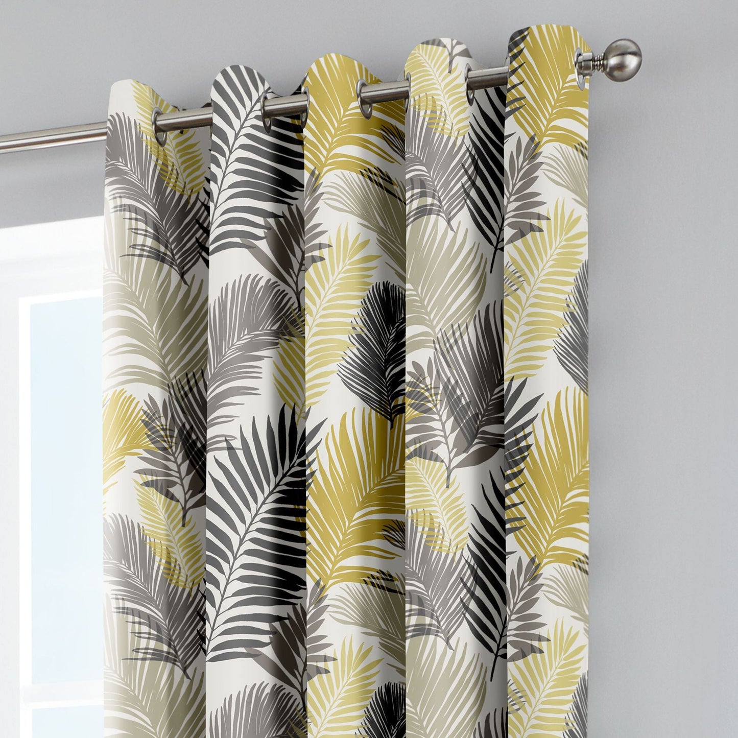 Tropical Eyelet Curtains in Ochre
