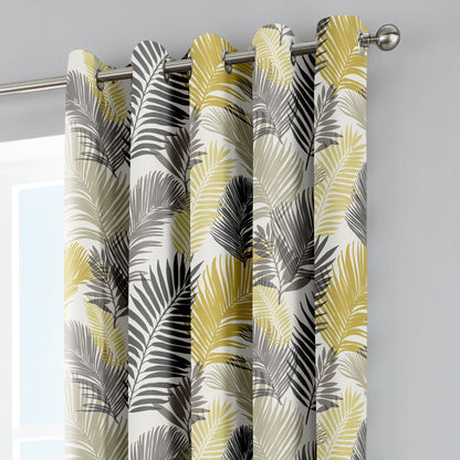 Tropical Eyelet Curtains in Ochre