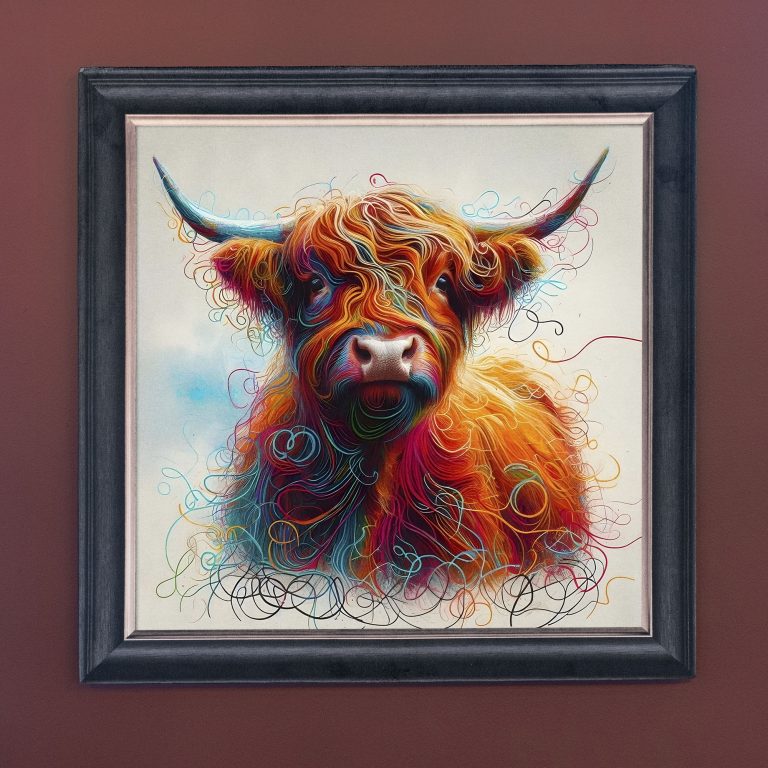 Angus the Hippy Cow – Velvet Illusion Print