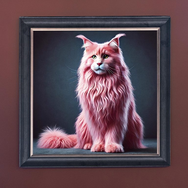 Pink Maine Coon – Velvet Illusion Print