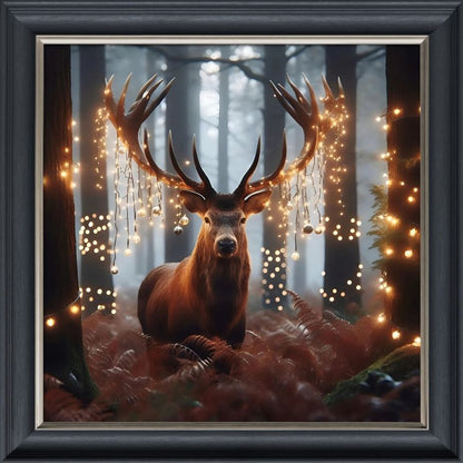 Stag in Fairy Lights – Velvet Illusion Print