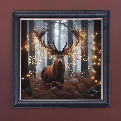 Stag in Fairy Lights – Velvet Illusion Print