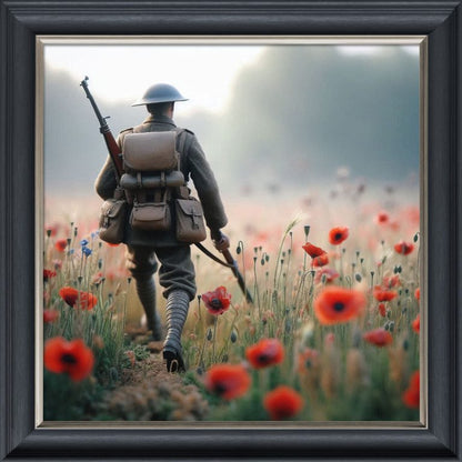 Soldier in Poppy Field – Velvet Illusion Print