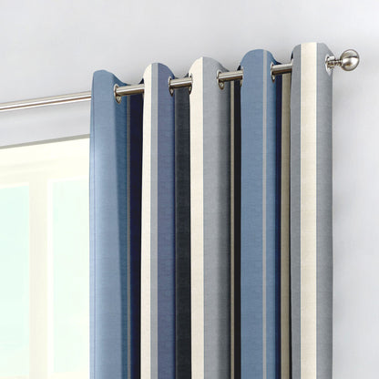 Whitworth Stripe Eyelet Curtains in Blue