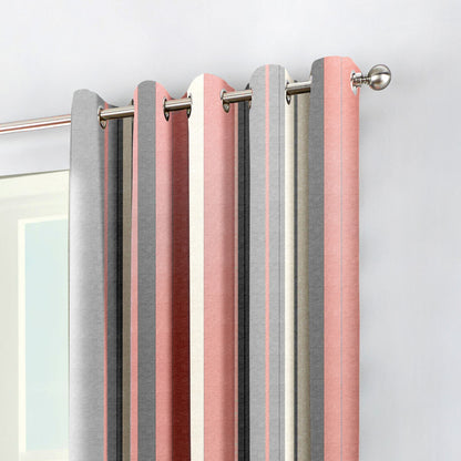Whitworth Stripe Eyelet Curtains in Blush