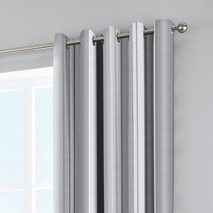 Whitworth Stripe Eyelet Curtains in Grey