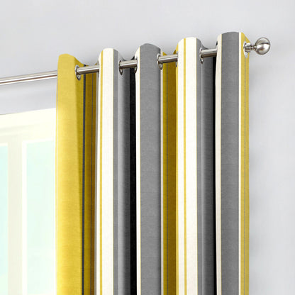 Whitworth Stripe Eyelet Curtains in Ochre
